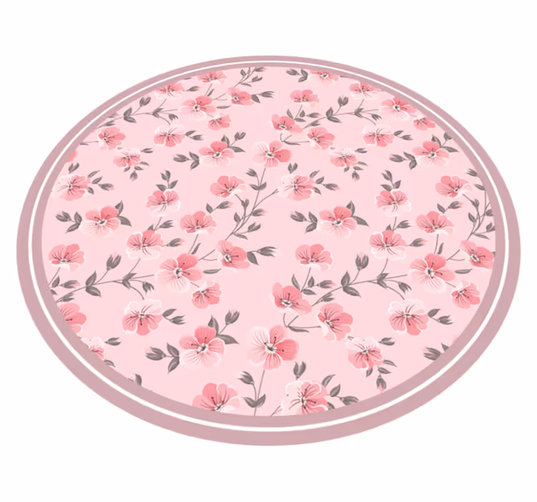 Floral circle design floral vinyl rug - TenStickers