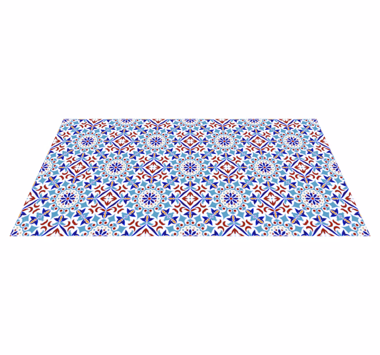 Light blue tiles pattern vinyl kitchen mat - TenStickers