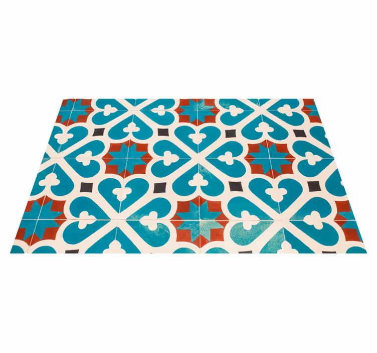 Moorish tile pattern tile vinyl rug - TenStickers