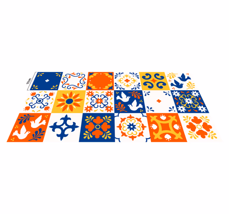 Colorful Tile Pattern kitchen vinyl rug - TenStickers