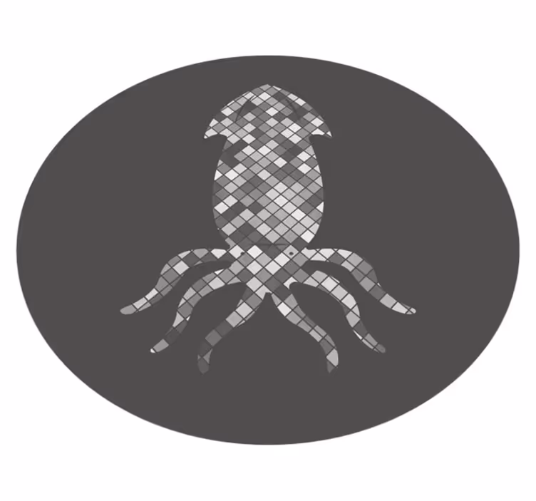 Mosaic Squid Silhouette tile vinyl rug - TenStickers