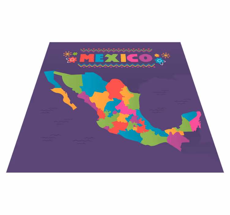 Colorful Mexico Map world map vinyl rug - TenStickers