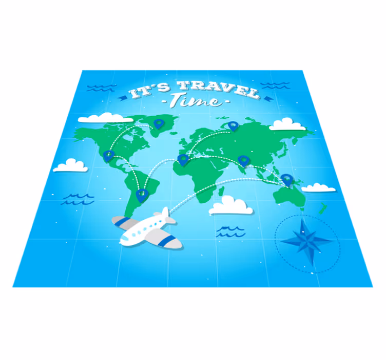 Global Map Discovery world map vinyl rug - TenStickers