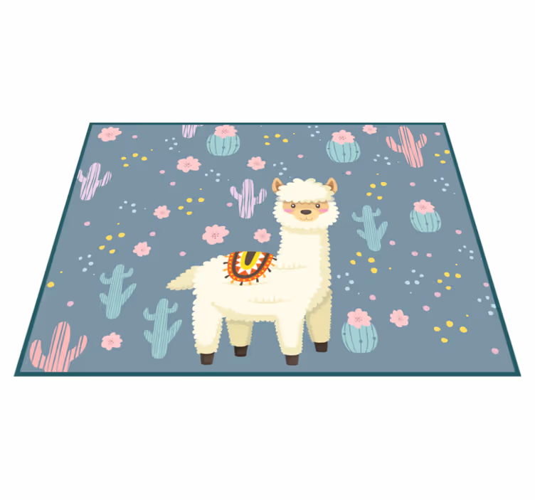 Llama Playtime kids vinyl rug - TenStickers