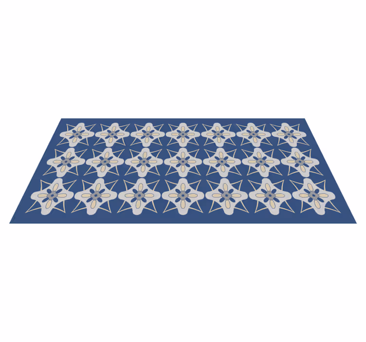 Floral tile composition tile vinyl rug - TenStickers