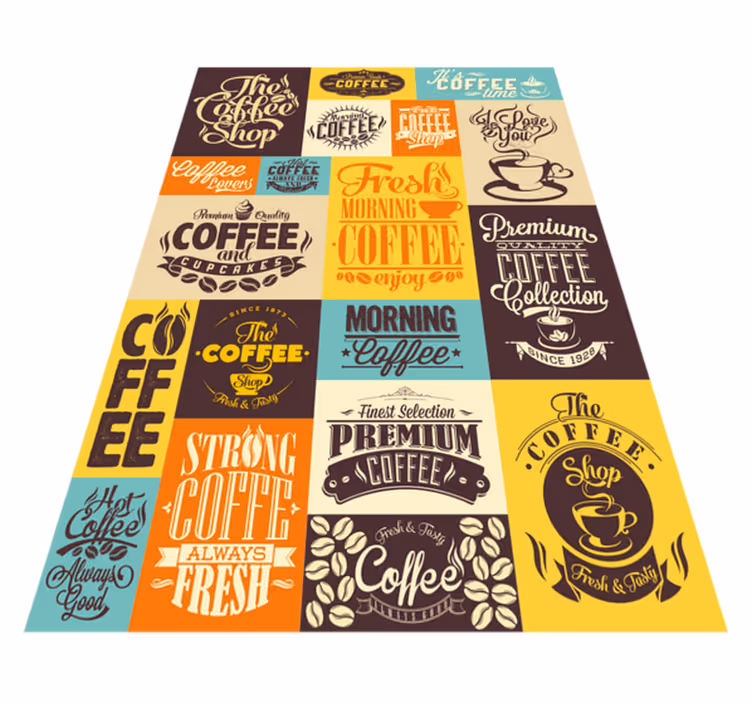 Coffee Typography Collection custom rug - TenStickers