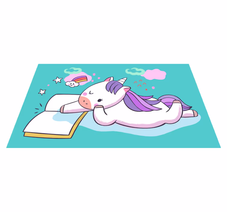 Reading Unicorn kids vinyl rug - TenStickers
