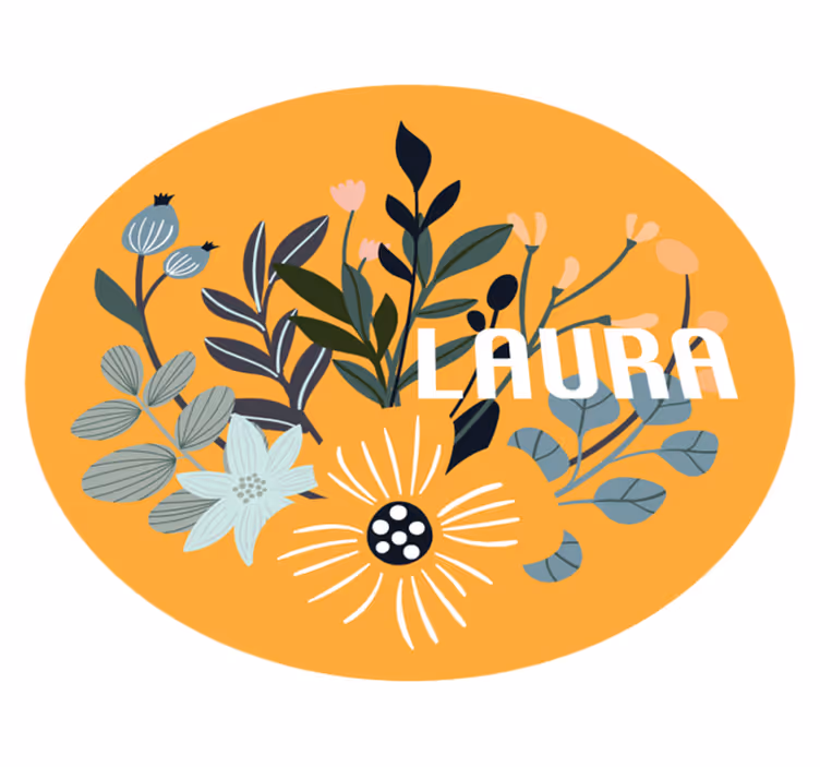 Personalized Floral Emblem custom vinyl rug - TenStickers