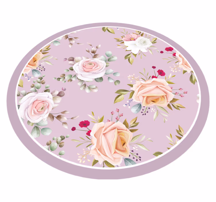 Botanical Round Sophistication floral vinyl rug - TenStickers