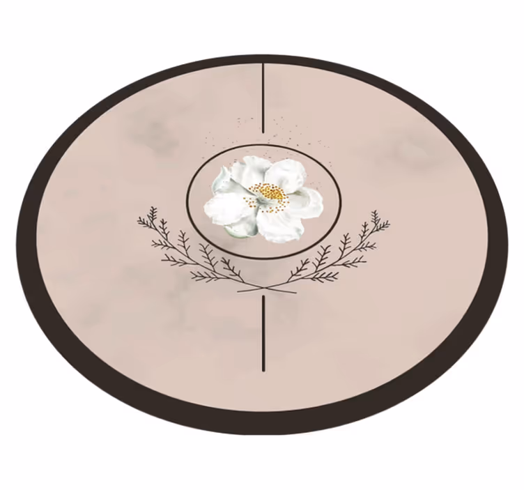 Botanical Round Insignia floral vinyl rug - TenStickers
