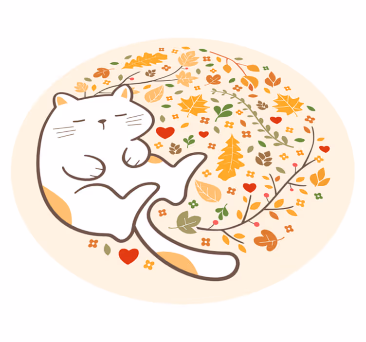 Autumn Cat Illustration kids vinyl rug - TenStickers