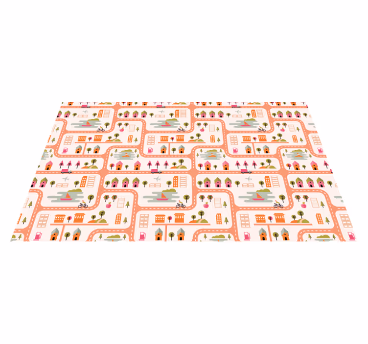 Playful Town Map road kids vinyl rug - TenStickers