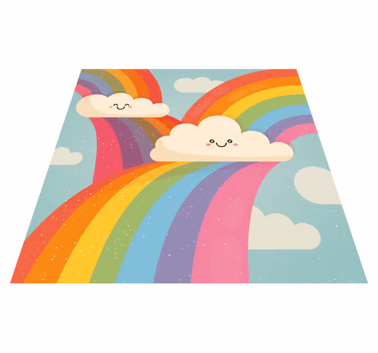 Cheerful Rainbow Art kids vinyl rug - TenStickers