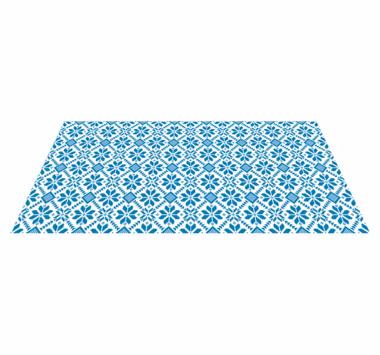 Blue and white floral mosaic tiles vinyl hallway runner - TenStickers