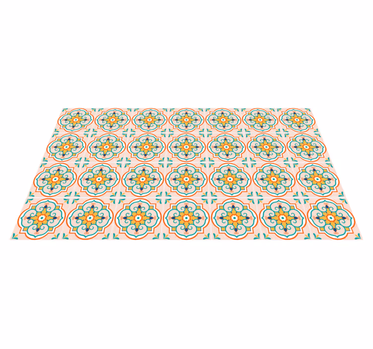 Mosaic Patterned Motif tile vinyl rug - TenStickers