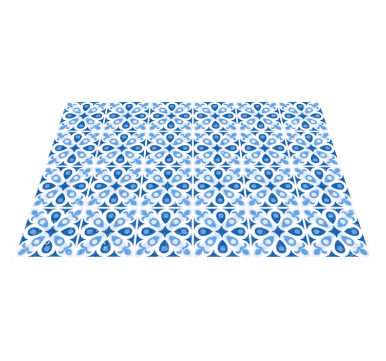 Blue patterned tile vinyl rug - TenStickers