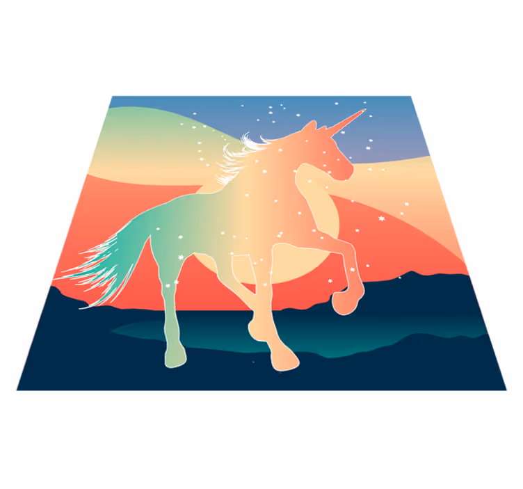 Magical Unicorn Silhouette kids vinyl rug - TenStickers