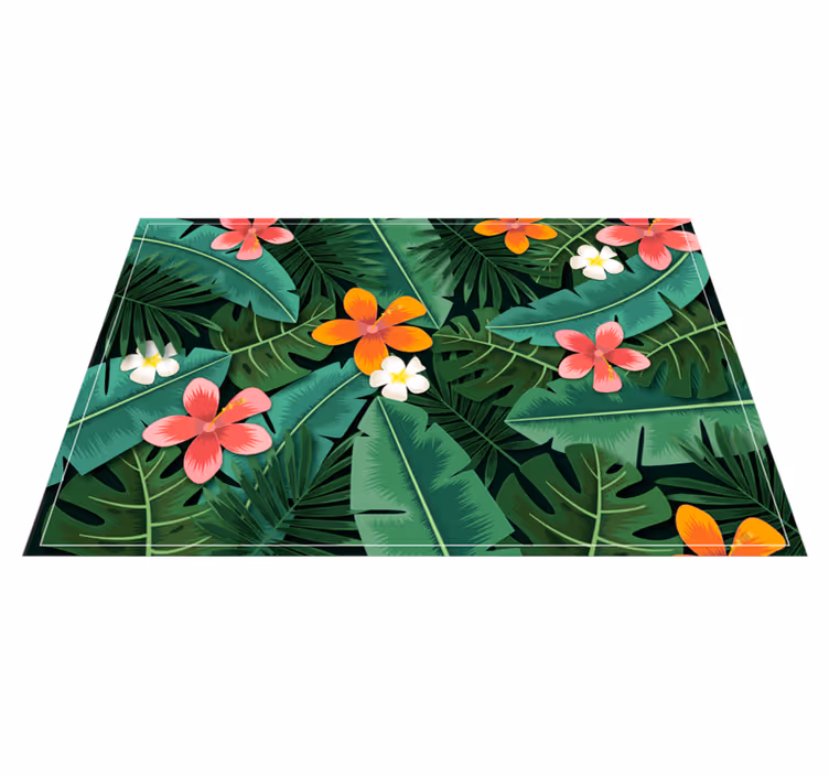 Tropical Blossom Collection floral vinyl rug - TenStickers