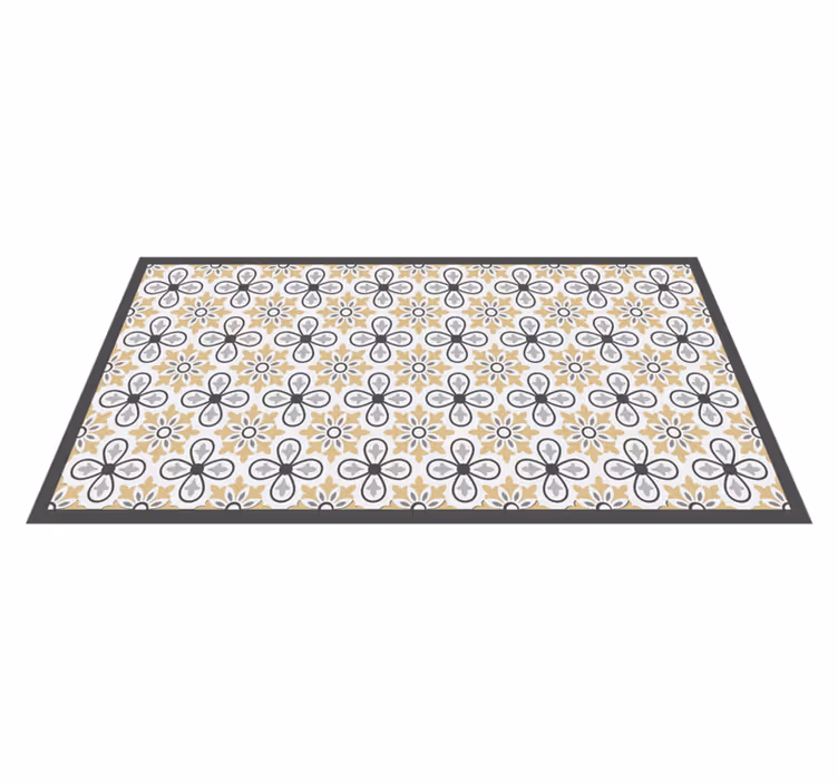 Antique floral tile design kitchen vinyl rug - TenStickers