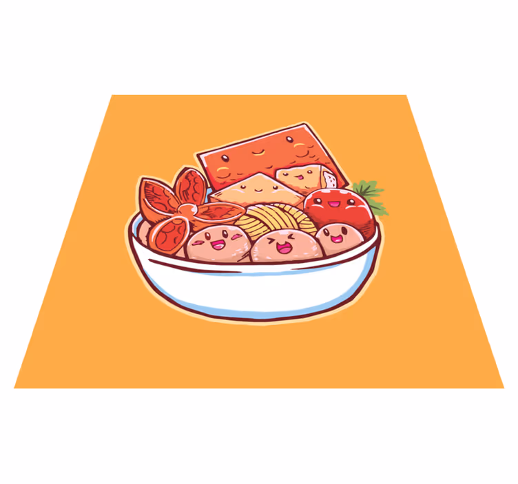 Cartoon Sushi Delight kitchen vinyl rug - TenStickers