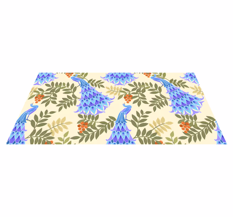 Floral peacock theme floral vinyl rug - TenStickers