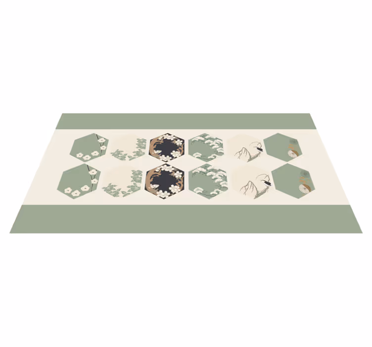 Floral hexagons floral vinyl rug - TenStickers
