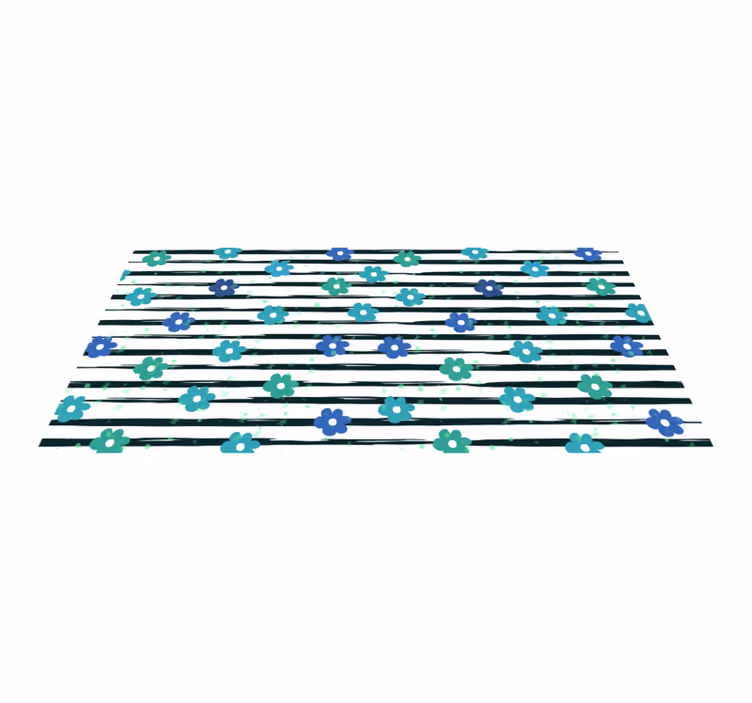Pretty Floral Striped vinyl rug - TenStickers
