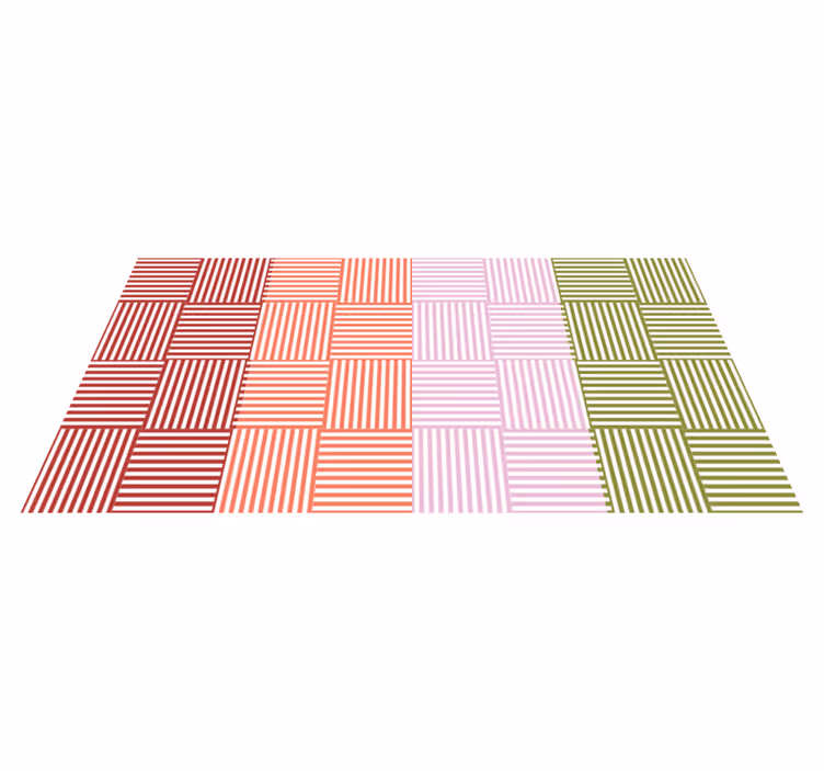 Striped color blocks striped vinyl rug - TenStickers