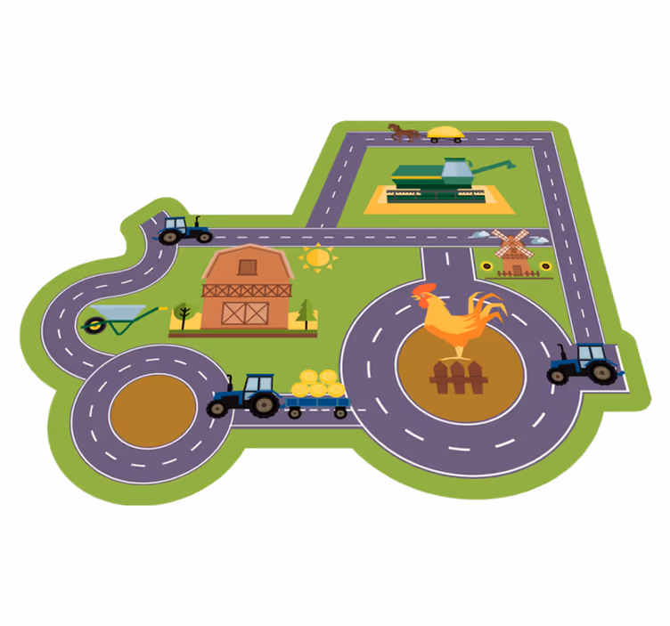 Farm Play Circuit kids vinyl rug - TenStickers