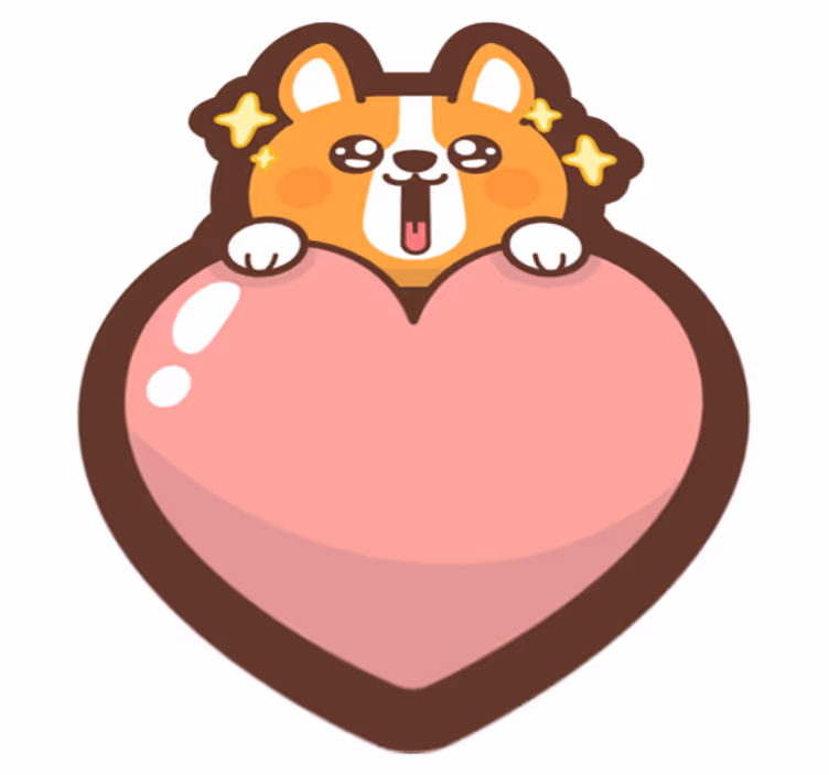 Corgi Heart Illustration kids vinyl rug - TenStickers