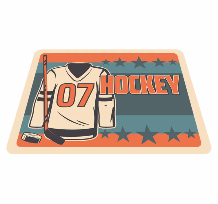 Hockey Themed game kids vinyl rug - TenStickers