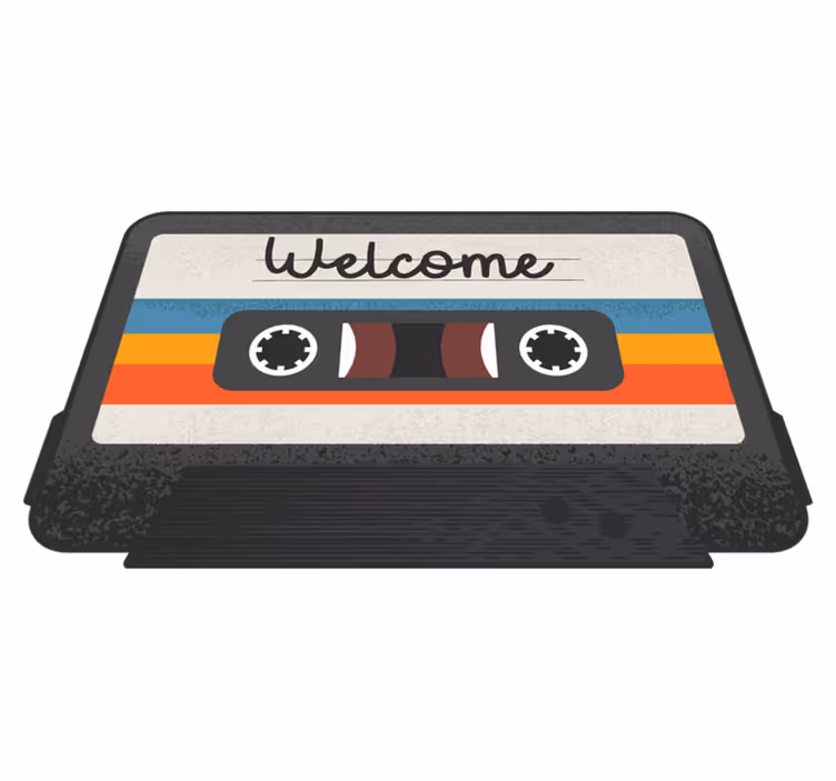 Cassette Welcome Design custom rug - TenStickers