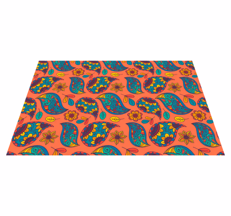 Floral vinyl rug with floral paisley pattern - TenStickers