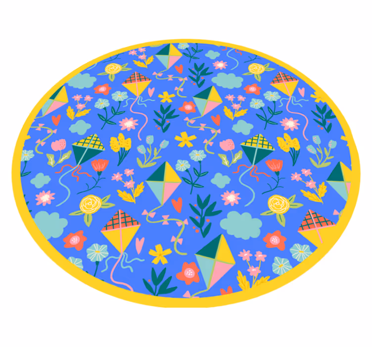 Botanical Kite Motif floral vinyl rug - TenStickers
