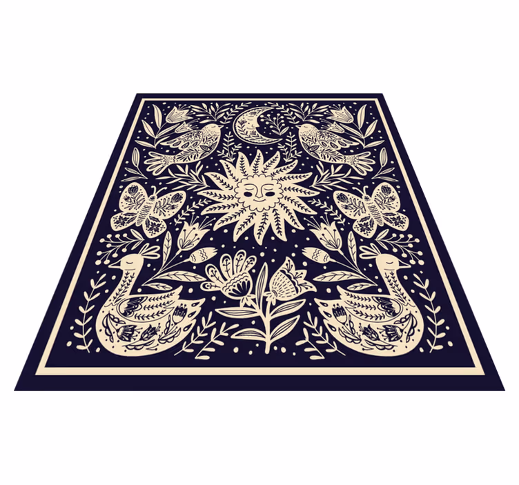 Woodland animals pattern nordic vinyl rug - TenStickers