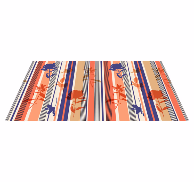 STRIPED FLORAL PATTERN floral vinyl rug - TenStickers