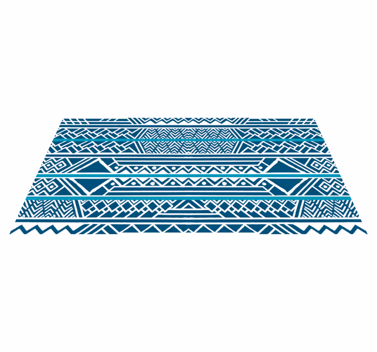 Teal blue stripes ethnic vinyl rug - TenStickers