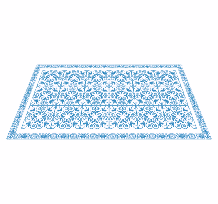 Ornamental blue tiles vinyl kitchen mat - TenStickers