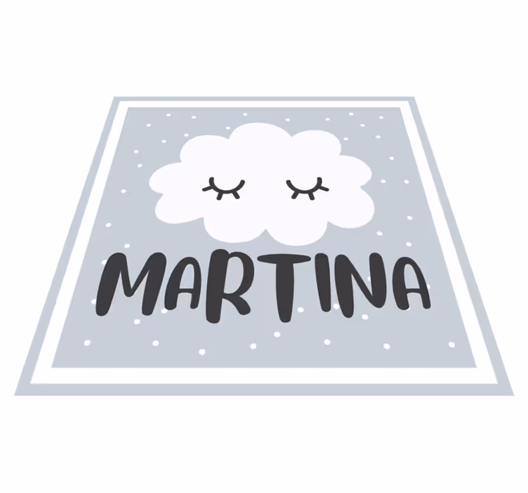 Gray cloud with name nursery vinyl rug - TenStickers