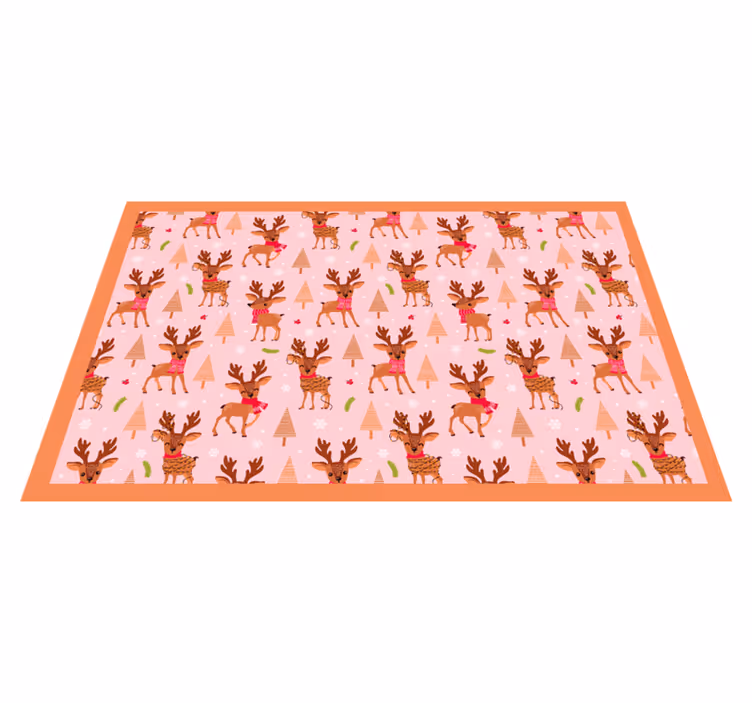 Reindeer pink theme Christmas vinyl rug - TenStickers