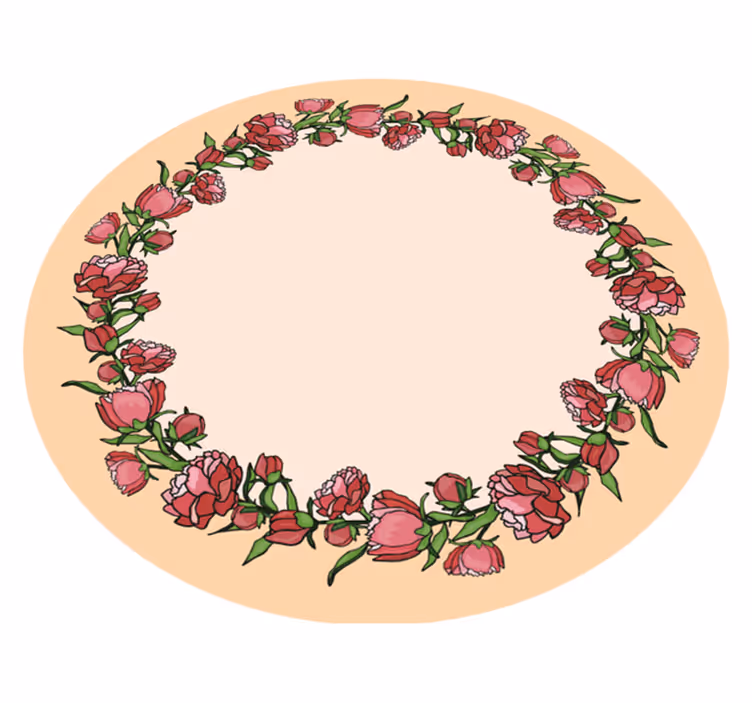 Botanical Round Embellishment floral vinyl rug - TenStickers