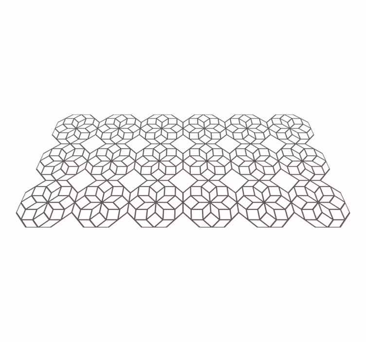Black and white octagons geometric vinyl rug - TenStickers
