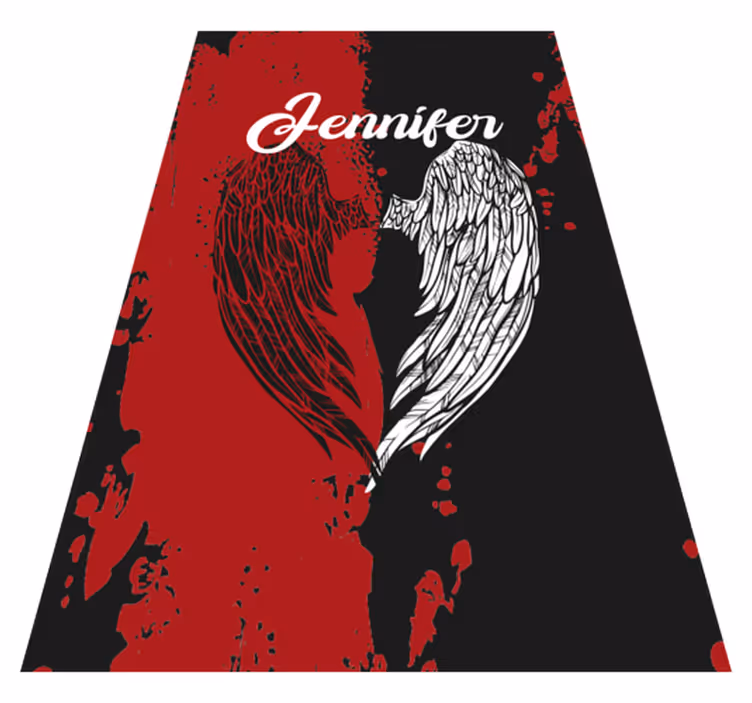 Heart wings with name teen vinyl rug - TenStickers