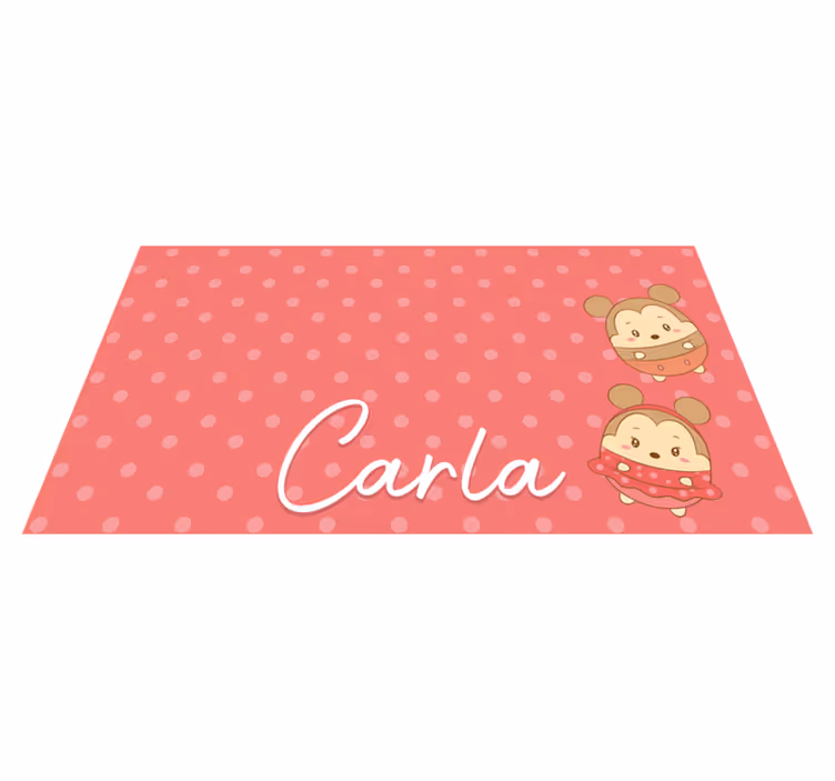 Baby mice with name kids vinyl rug - TenStickers