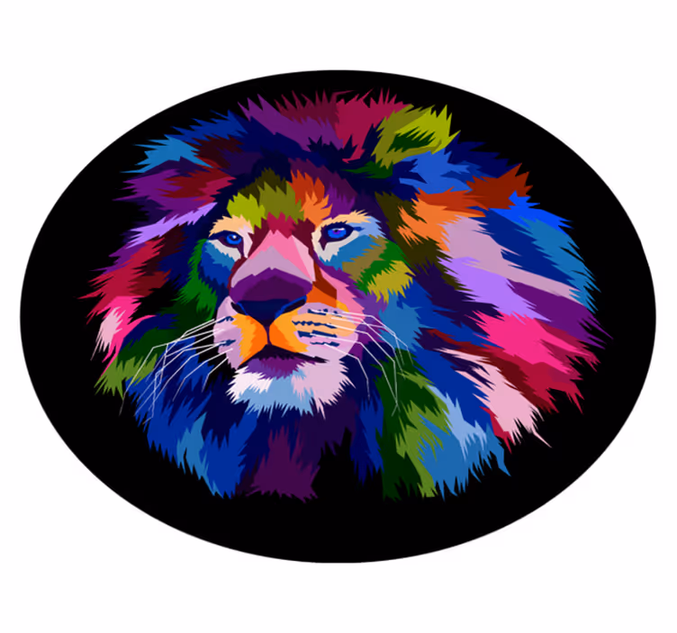 Colorful Lion Head animal vinyl rug - TenStickers