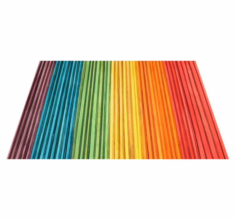 Rainbow striped layers wood effect vinyl rug - TenStickers