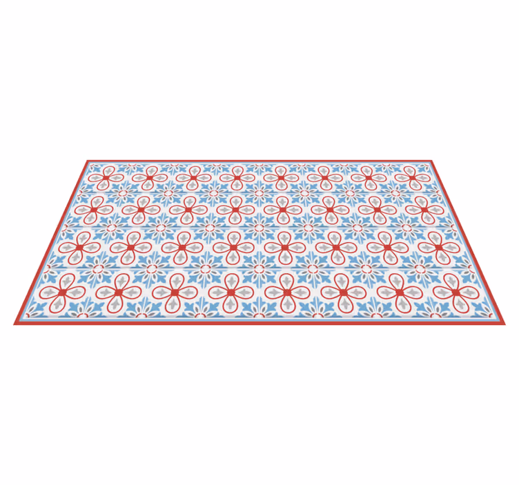 Blue and red moroccan tiles vinyl kitchen mat - TenStickers