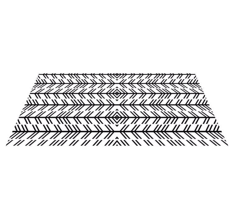 Chevron black lines striped vinyl rug - TenStickers