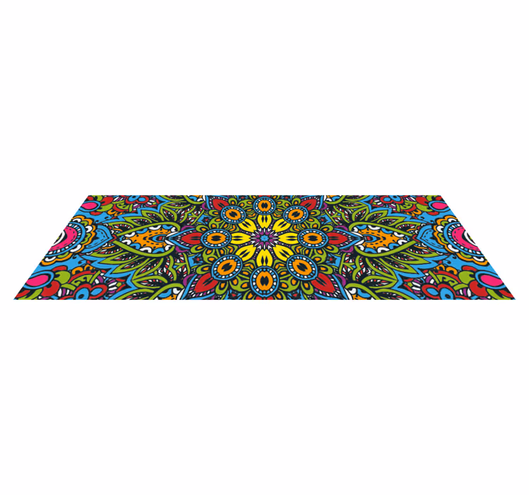 Vibrant Floral Patterns mandala vinyl rug - TenStickers
