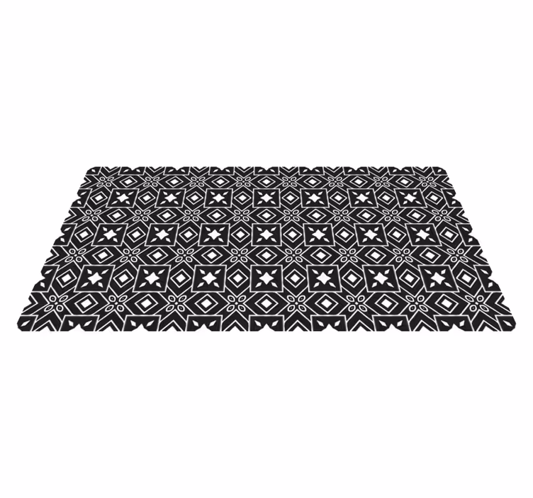 Black and white style kitchen vinyl rug - TenStickers